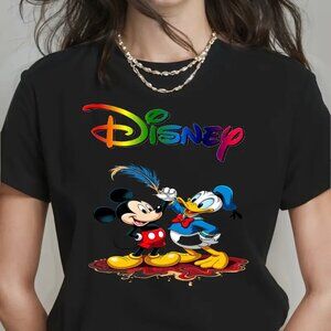 Disney black cotton character screenprint t-shirt tee short sleeve 1X 2X 3X PLUS